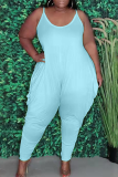 Gul Casual Solid Patchwork Spaghetti Strap Plus Size Jumpsuits