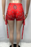 Rose Red Street Print Bandage Patchwork Zak Normaal Midden Taille Recht Full Print Bodems