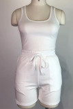 Pink Casual Solid Patchwork U Neck Sleeveless Two Pieces