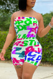 Rode mode sexy print backless strapless skinny romper