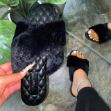 Zwarte mode casual patchwork effen kleur warm houden comfortabele pantoffels