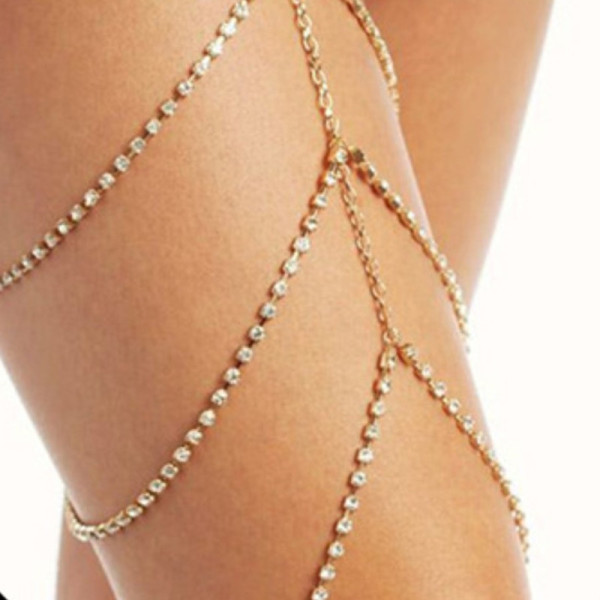 Cadena de pierna de múltiples capas de diamantes llenos de mosaico de moda de oro