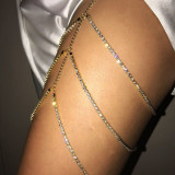 Corrente de perna multicamadas de diamantes moda patchwork ouro
