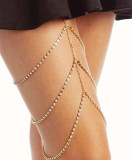 Corrente de perna multicamadas de diamantes moda patchwork ouro