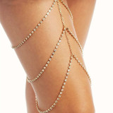 Gold Fashion Patchwork Full Diamond Multi-layer Leg Chain