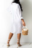 ベルトターンダウンカラーシャツドレスなしのディープコーヒーファッションカジュアルソリッド