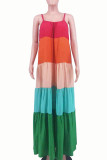 Цветное повседневное однотонное лоскутное платье на бретельках на бретельках платья