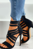 Black Sexy Street Hollowed Out Patchwork Opend Out Door Shoes