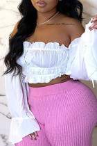 White Fashion Sexy Solid Backless Off the Shoulder Tops