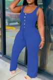 Blue Fashion Sexy Solid Sleeveless O Neck Jumpsuits