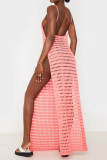 Roze Sexy Patchwork Solid Mesh Swimwears Cover Up