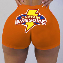 Pantaloni con stampa di posizionamento dritto e dritti con stampa sexy arancione