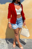 Lila Mode Casual Solid Cardigan Turndown-krage Ytterkläder