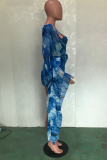 Maillots de bain patchwork bandage imprimé sexy bleu