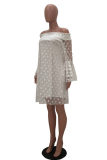 Nero Sexy Sweet Party Cute Solid Polka Dot Mesh Off the Shoulder Cake Gonna Abiti