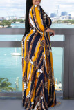Borgoña elegante estampado vendaje patchwork hendidura cuello en V vestido estampado vestidos de talla grande