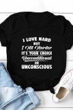 Black Casual Letter Print Patchwork O Neck T-Shirts