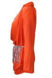 Tangerine Sexy Solid Patchwork V Neck Shirt Dress Dresses