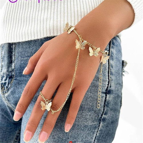 Gold Fashion Personalized Butterfly Pendant Bracelet