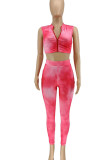 Pink Casual Print Patchwork O Neck Sleeveless Two Pieces