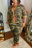 Camouflage Mode Casual Camouflage Print Bandage Rits Kraag Regular Jumpsuits