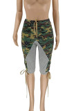 Pantaloni con stampa di posizionamento dritta a vita alta dritti a vita alta con stampa mimetica con stampa mimetica verde militare