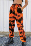 Bas Harlan taille haute orange imprimé tie-dye patchwork Harlan