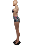 Multi-color Sexy Print Patchwork Draw String Swimwears