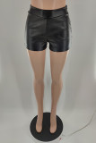 Coffee Fashion Casual Solid Basic Skinny High Waist Shorts