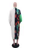 Многоцветный повседневный принт Пэчворк Платье-рубашка с отложным воротником Платья Платья