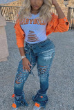 Orange Street Style Solid Jeansjacke (nur Jacke)