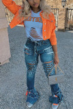 Orange Street Style Solid Jeansjacke (nur Jacke)