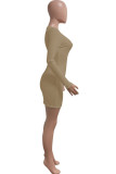 Donkerrode casual effen patchwork V-hals A-lijn jurken