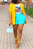 Gele mode casual effen vest bovenkleding