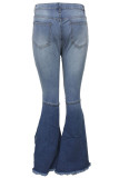 Jeans Sexy Azul Escuro com cintura média e corte de bota