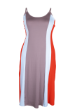 Синяя оранжевая сексуальная однотонная лоскутная юбка-карандаш на бретельках больших размеров платья