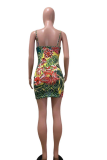 Цветной сексуальный принт в стиле пэчворк Спагетти ремень юбка-карандаш платья