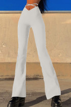 Bota de frênulo de retalhos sólidos de rua branca com corte de cintura alta alto-falante de cor sólida