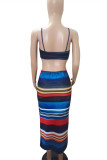 Multicolor Fashion Sexy Print Backless V Neck Sling Dress