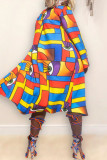 Цветная модная верхняя одежда с отложным воротником и пряжкой в ​​стиле пэчворк
