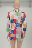 Multicolor Mode Casual Print Vest Turndown Kraag Bovenkleding