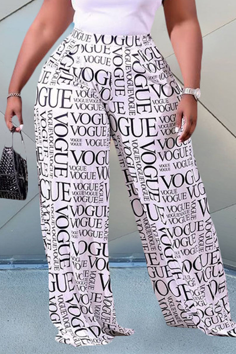 

Black And White Casual Print Patchwork Plus Size