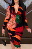 Vestido roxo moda casual estampado básico com zíper gola