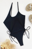 Schwarze Mode Sexy Solid Backless Strap Design Swimwears