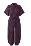 Purple Casual Solid Patchwork Turndown Collar Harlan Jumpsuits
