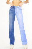Zwarte casual effen patchwork contrasterende normale denim jeans met hoge taille