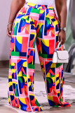 Pantalones de pierna ancha de cintura alta básicos regulares con estampado informal de moda con estampado de letras