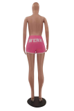 Pinke, lässige, bedruckte, schmale, schmale Hosen mit Bleistiftpositionierungsdruck in mittlerer Taille
