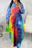 Vestidos rectos con tirantes de espagueti y teñido anudado de patchwork informal multicolor