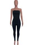 Aprikos Sexig Casual Solid Backless Strapless Skinny Jumpsuits